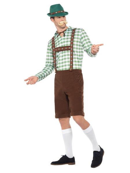 Oktoberfest Lederhosen Kostyme Grnt & Brunt