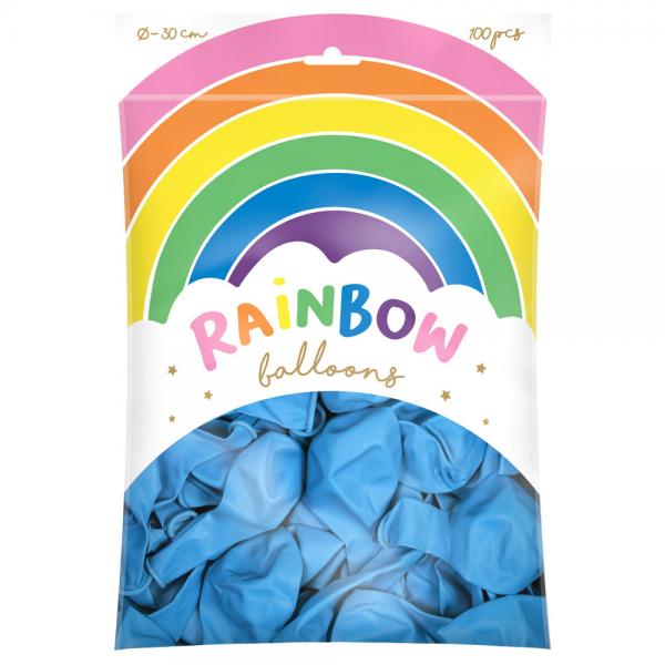 Rainbow Latexballonger Lysebl 100-pakning