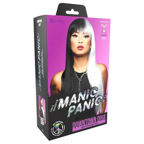 Downtown Diva Manic Panic Parykk Svart & Hvit