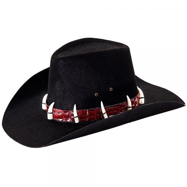 Svart Cowboyhatt med Krokodilletenner