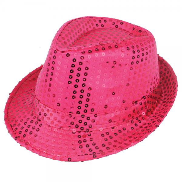 Trilby Hatt med Rosa Paljetter