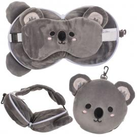 Koala Plush Reisepute med Øyemaske