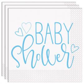 Baby Shower Servietter Lyseblå og Hvite