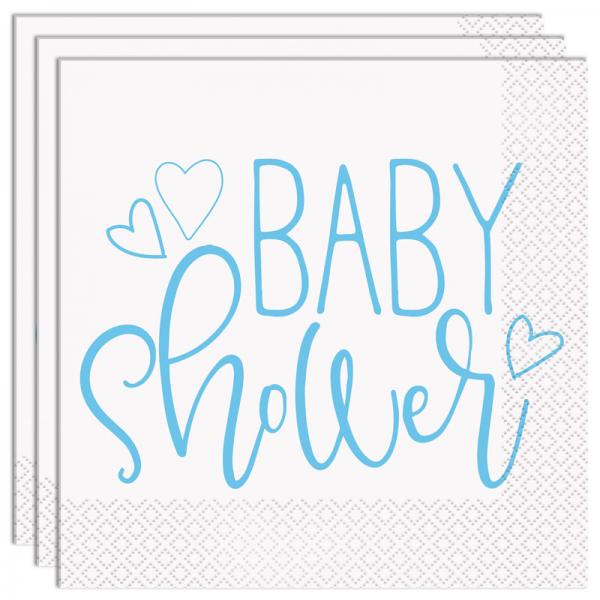 Baby Shower Servietter Lysebl og Hvite