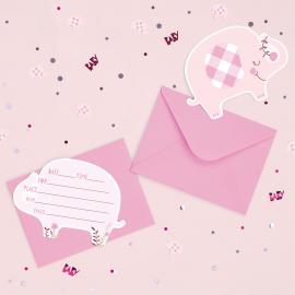 Babyshower Invitasjonskort Elefant Rosa