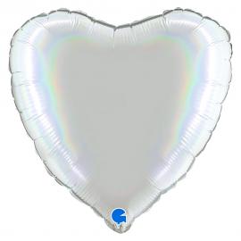 Hjerteballong Holografisk Platinum Pure