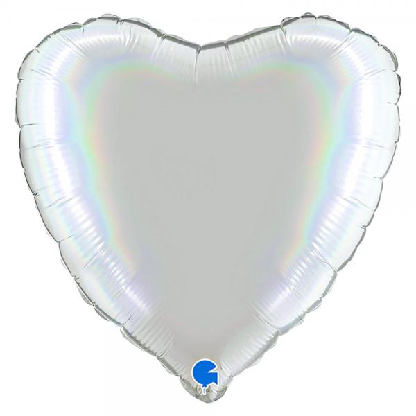 Hjerteballong Holografisk Platinum Pure