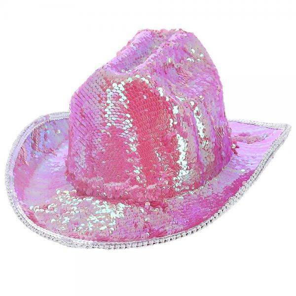 Cowboyhatt Paljetter Iriserende Rosa