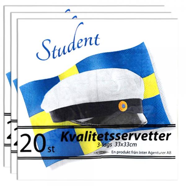 Servietter Svensk Studentlue & Flagg