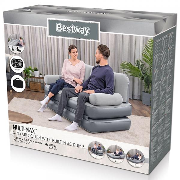 Oppblsbar Sofa 3-In-1 Innebygd Luftpumpe Multi-Max