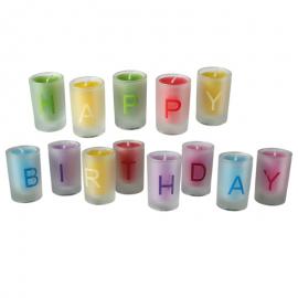 Happy Birthday Fargede Lys i Glass