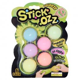 Stick Ozz Stressballer Glow In The Dark 6-pakning