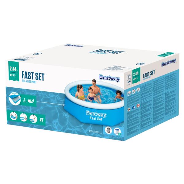 Bestway Oppblåsbart Basseng med Filter Fast Set